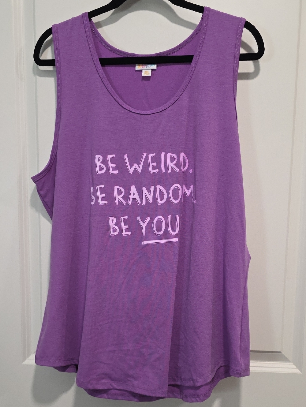 LuLaRoe Purple Graphic Tank with 'Be You' Slogan